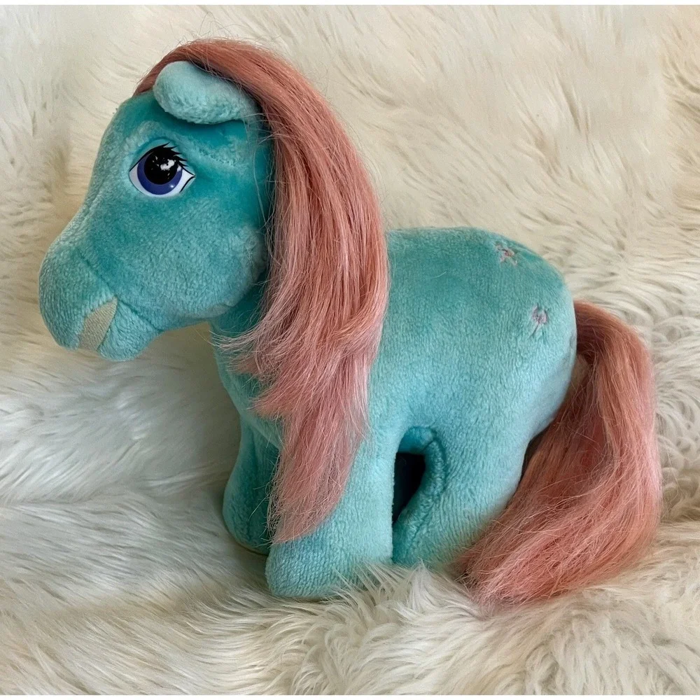 Vintage My Little Pony G1 Bow Tie Plush Hasbro Softies Turquoise Pink Horse 80s